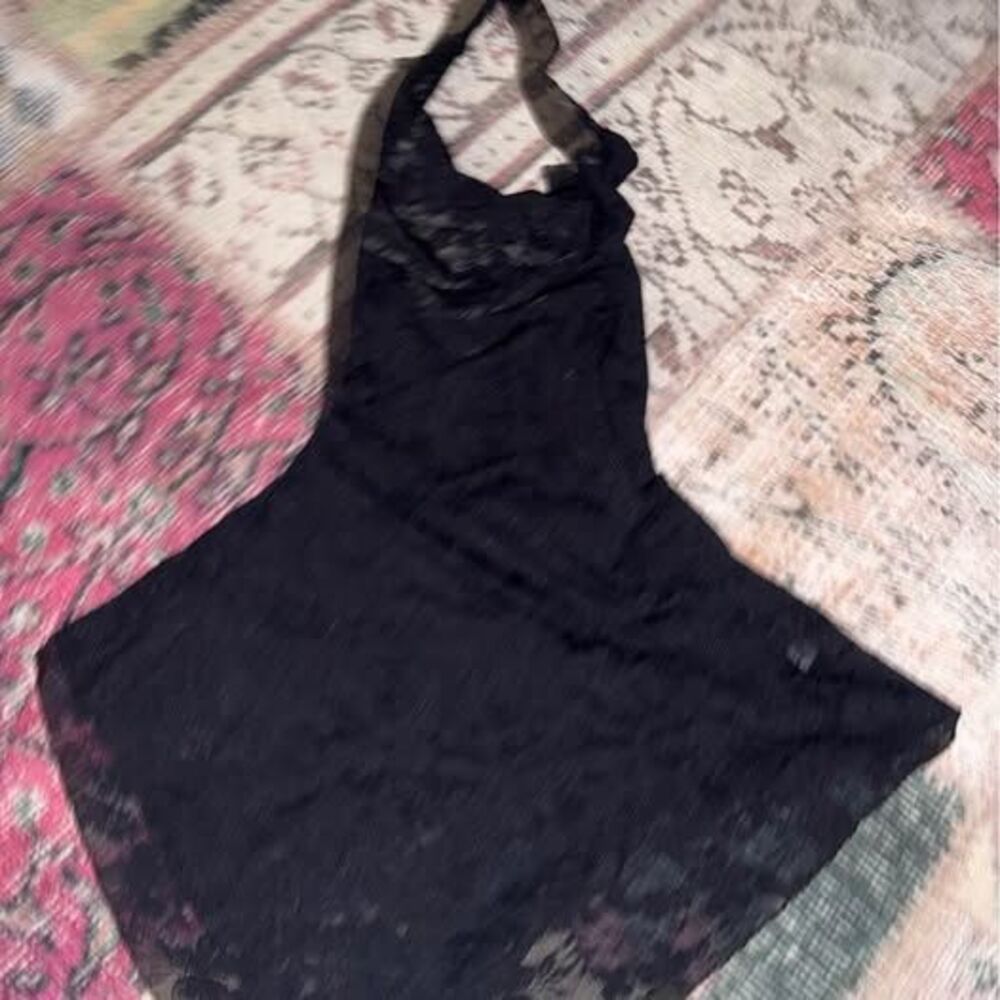 Black Lace Halter dress Size Small y2k Halloween spooky